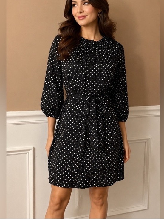 Maeve Dresses & Skirts - Maeve by Anthropologie mini dress Polka Dot Tie-Waist Dress XS Long Sleeve